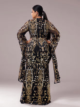 Plus Long Sleeve Mermaid Sequin Maxi Dress